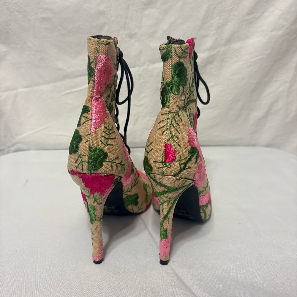 Floral Lace-Up Ankle Boots - Picture 7 of 13